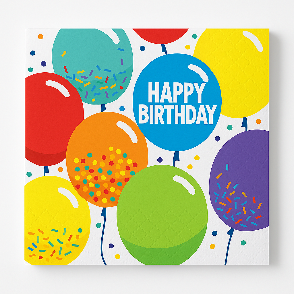 Balloon Celebration "Happy Birthday" Luncheon Napkins, 125-Pack
