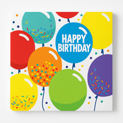 Balloon Celebration "Happy Birthday" Luncheon Napkins, 125-Pack