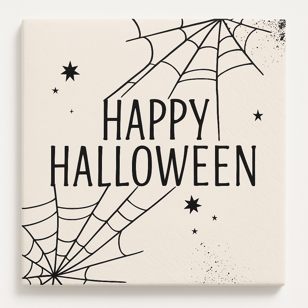 "Happy Halloween" Spider Web Luncheon Napkins - 40 Pack - 6.5 In. X 6.5 In.
