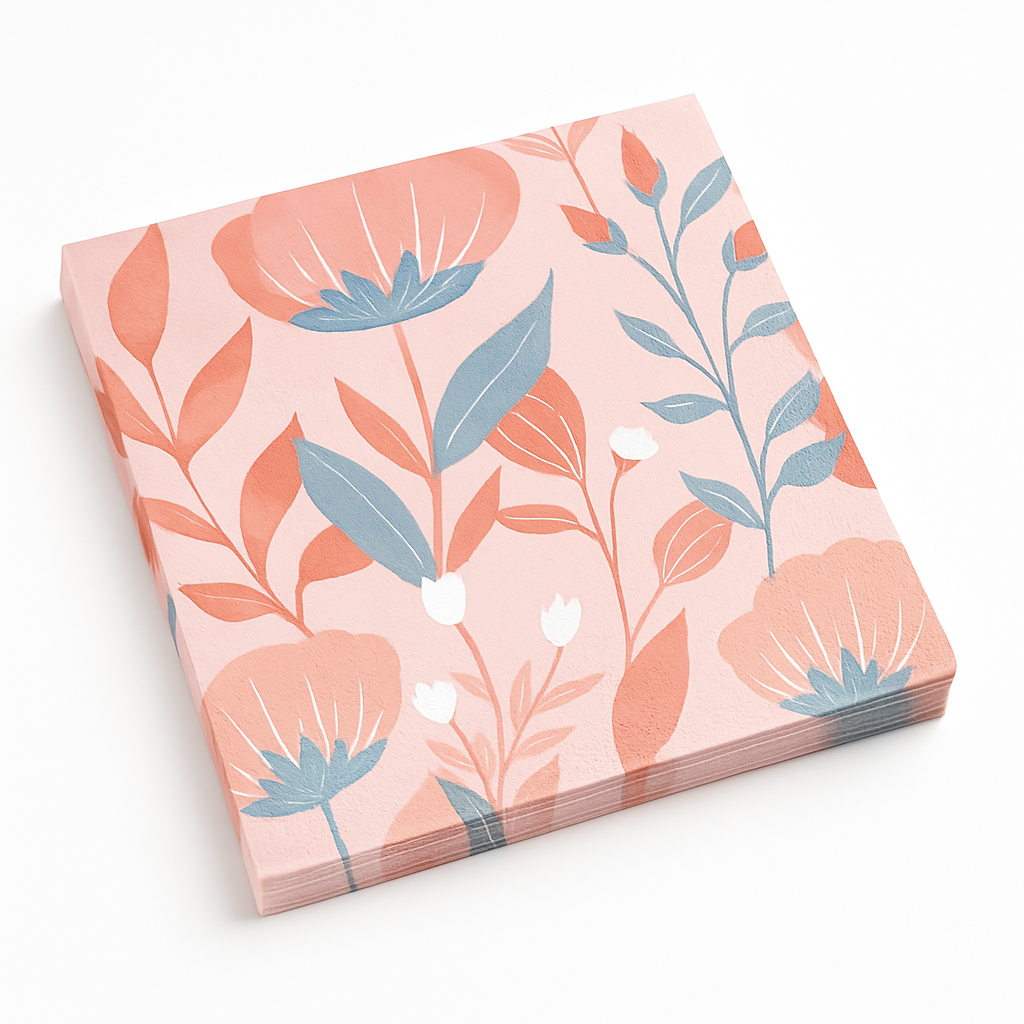 Rose Gold Floral Printed Luncheon Napkins - 6.5 In. X 6.5 In.