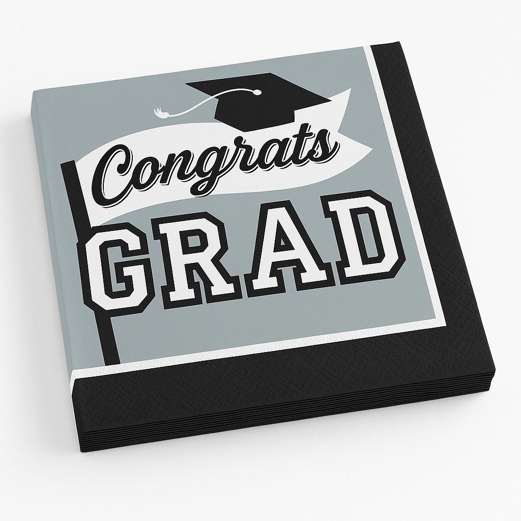 True to Your School Graduation Lunch Napkins - Silver, 40 Pack
