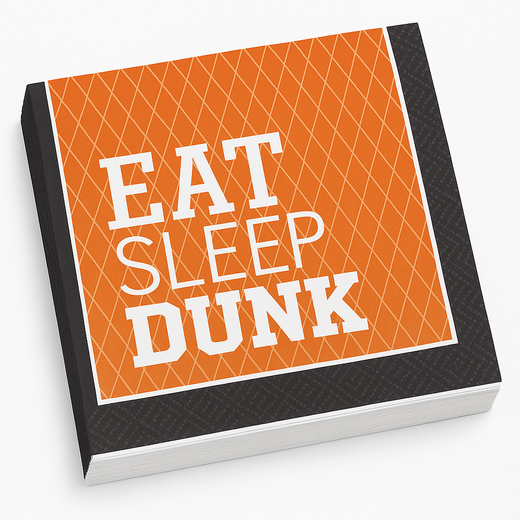 Basketball "Eat Sleep Dunk" Luncheon Napkins - 6.5 In. x 6.5 In. - 36 Pack