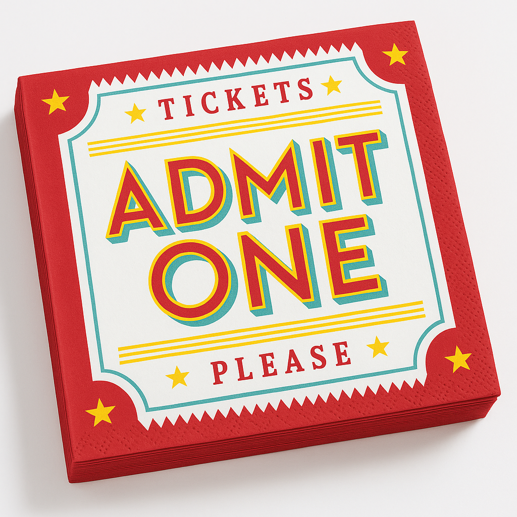 Movie Night Lunch Napkins - Hollywood Ticket Stub Design, 40 Pack