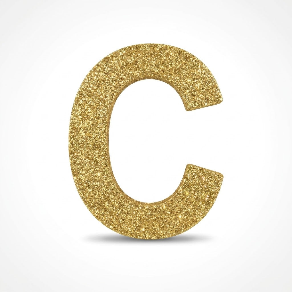 Glitter Gold Letter C Sign - Standing Block Decoration, 4-Inch