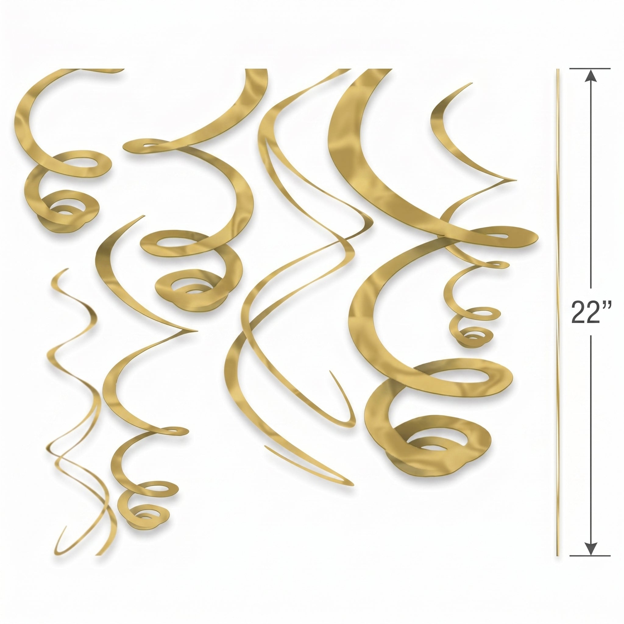 Gold Swirl Hanging Decorations, 22-Inch, 3-Pack
