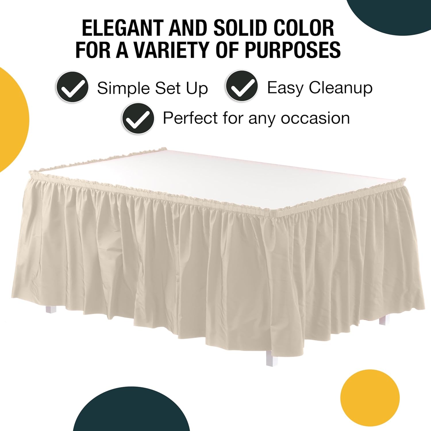 Ivory Plastic Table Skirt | 6 Pack - 168 in. x 29 in.