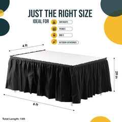 Black Plastic Table Skirt | 6 Pack - 168 in. x 29 in.