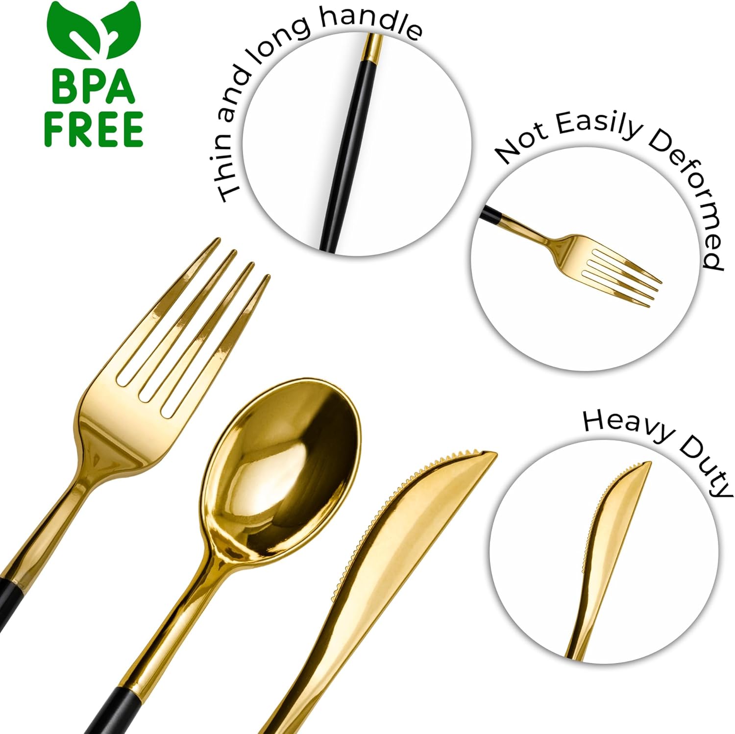 Trendables Cutlery Combo Black/Gold | 120 Count