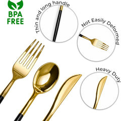 Trendables Cutlery Combo Black/Gold | 120 Count