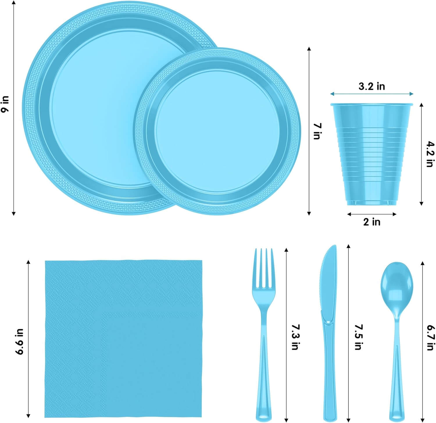 350 Solid Color Tableware Combo - Light Blue