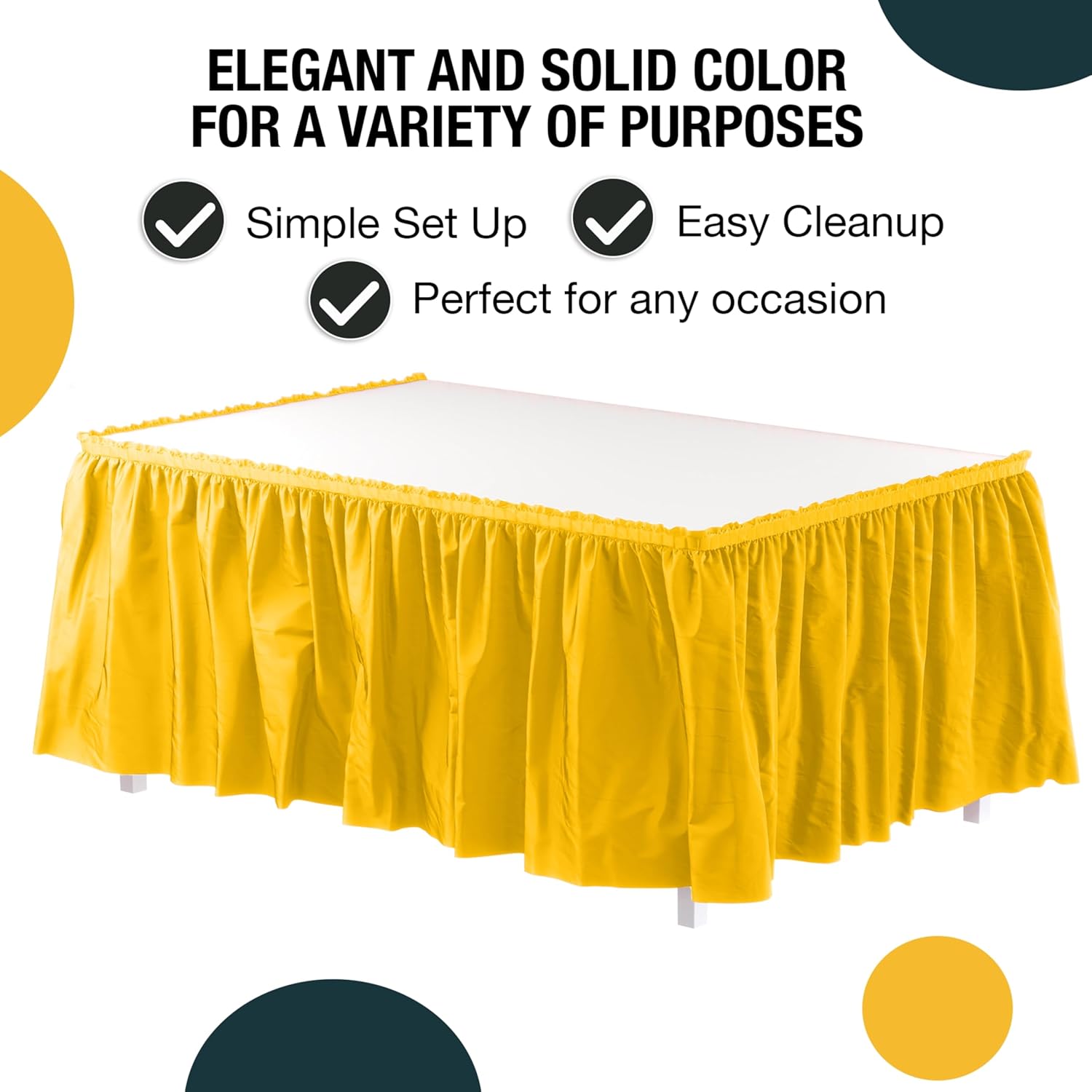 Yellow Plastic Table Skirt | 6 Pack - 168 in. x 29 in.
