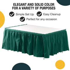 Dark Green Plastic Table Skirt | 6 Pack - 168 in. x 29 in.