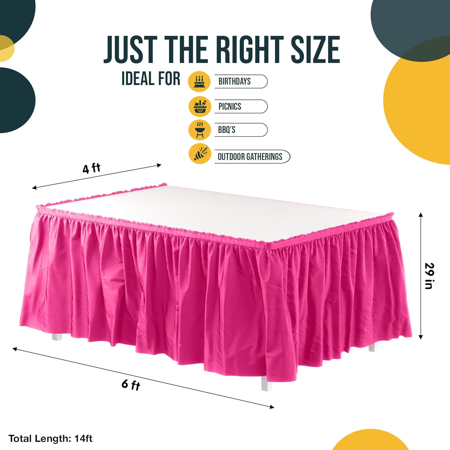 Cerise Plastic Table Skirt | 6 Pack - 168 in. x 29 in.