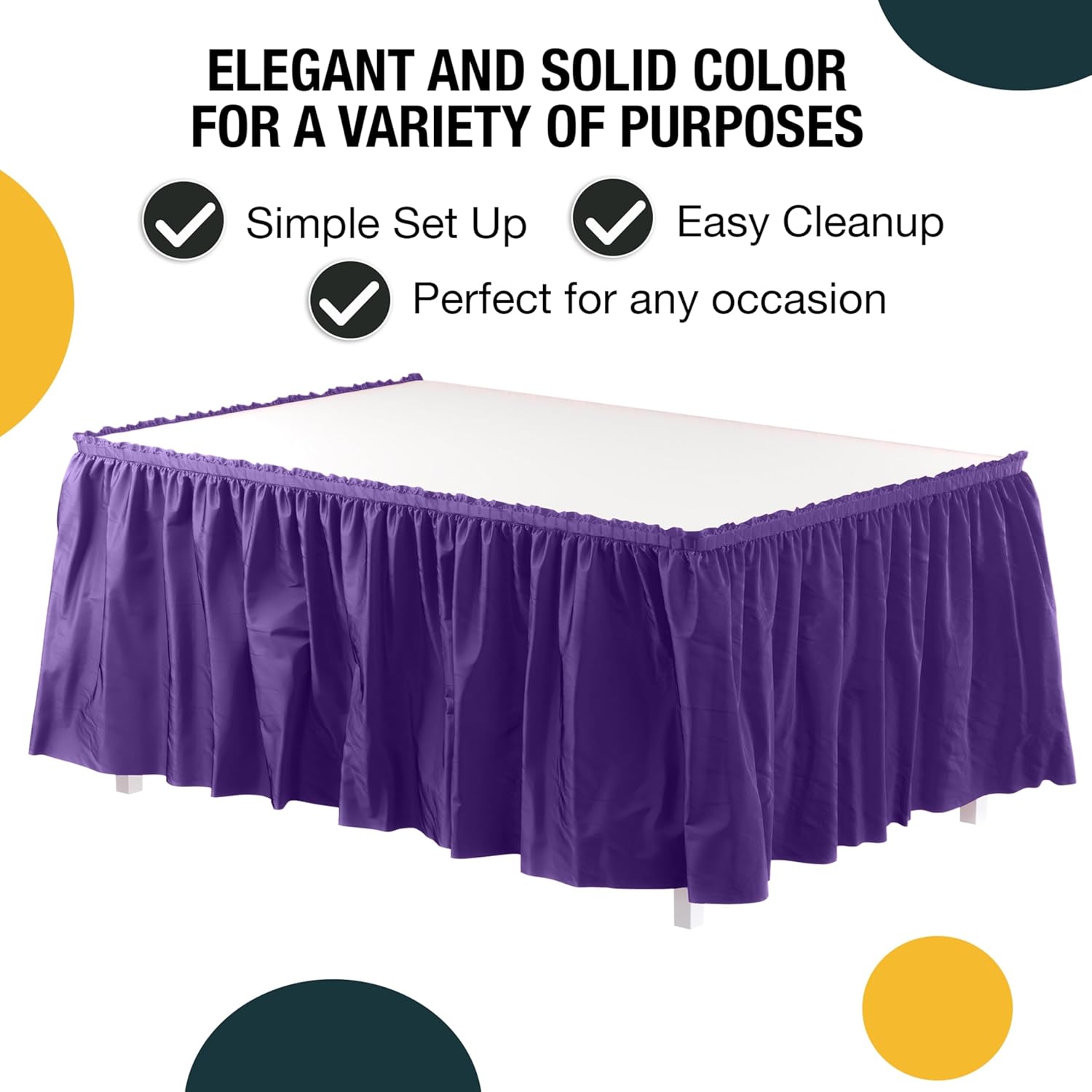 Purple Plastic Table Skirt | 6 Pack - 168 in. x 29 in.