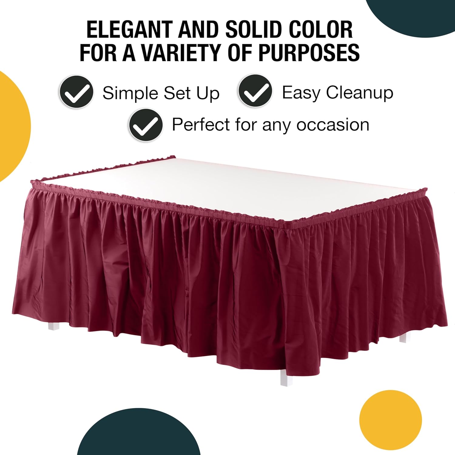 Burgundy Plastic Table Skirt | 6 Pack - 168 in. x 29 in.