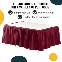 Burgundy Plastic Table Skirt | 6 Pack - 168 in. x 29 in.