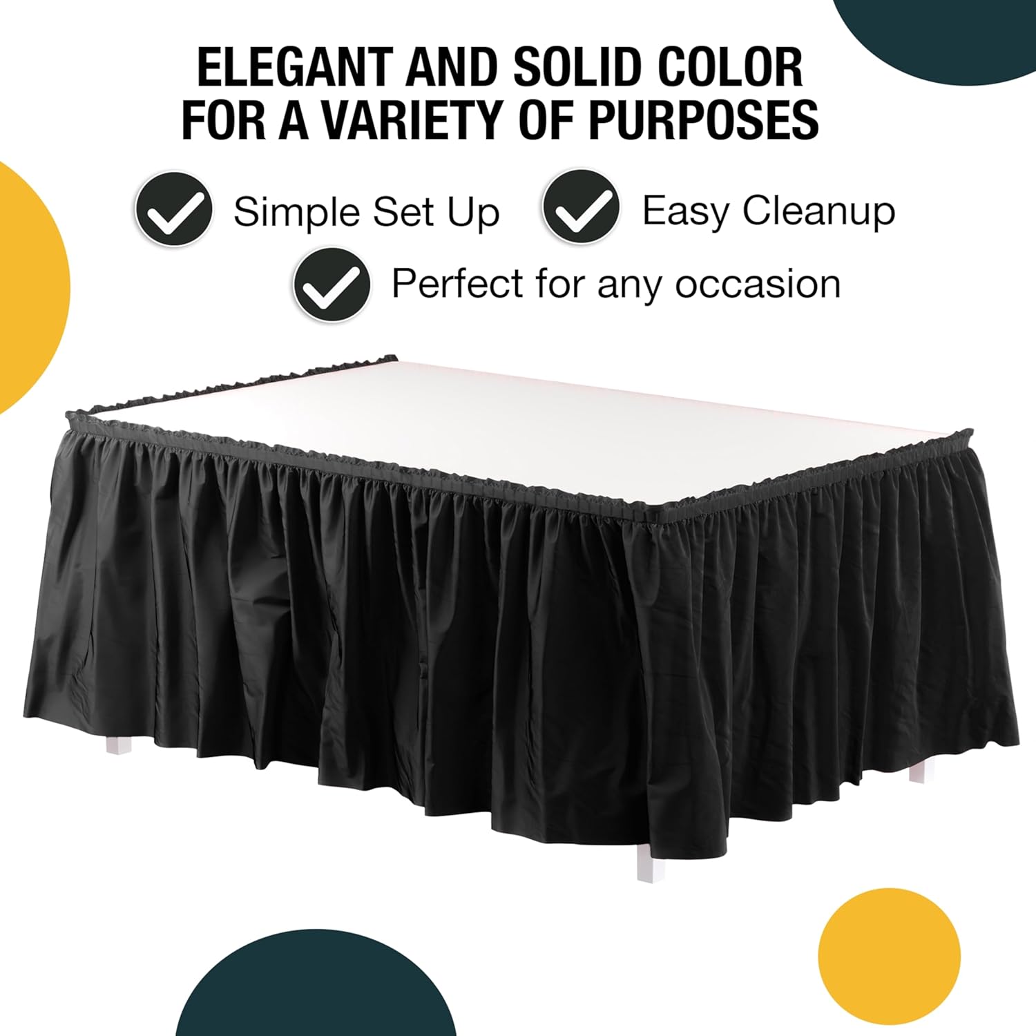 Black Plastic Table Skirt | 6 Pack - 168 in. x 29 in.
