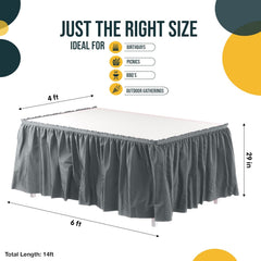 Silver Plastic Table Skirt | 6 Pack - 168 in. x 29 in.