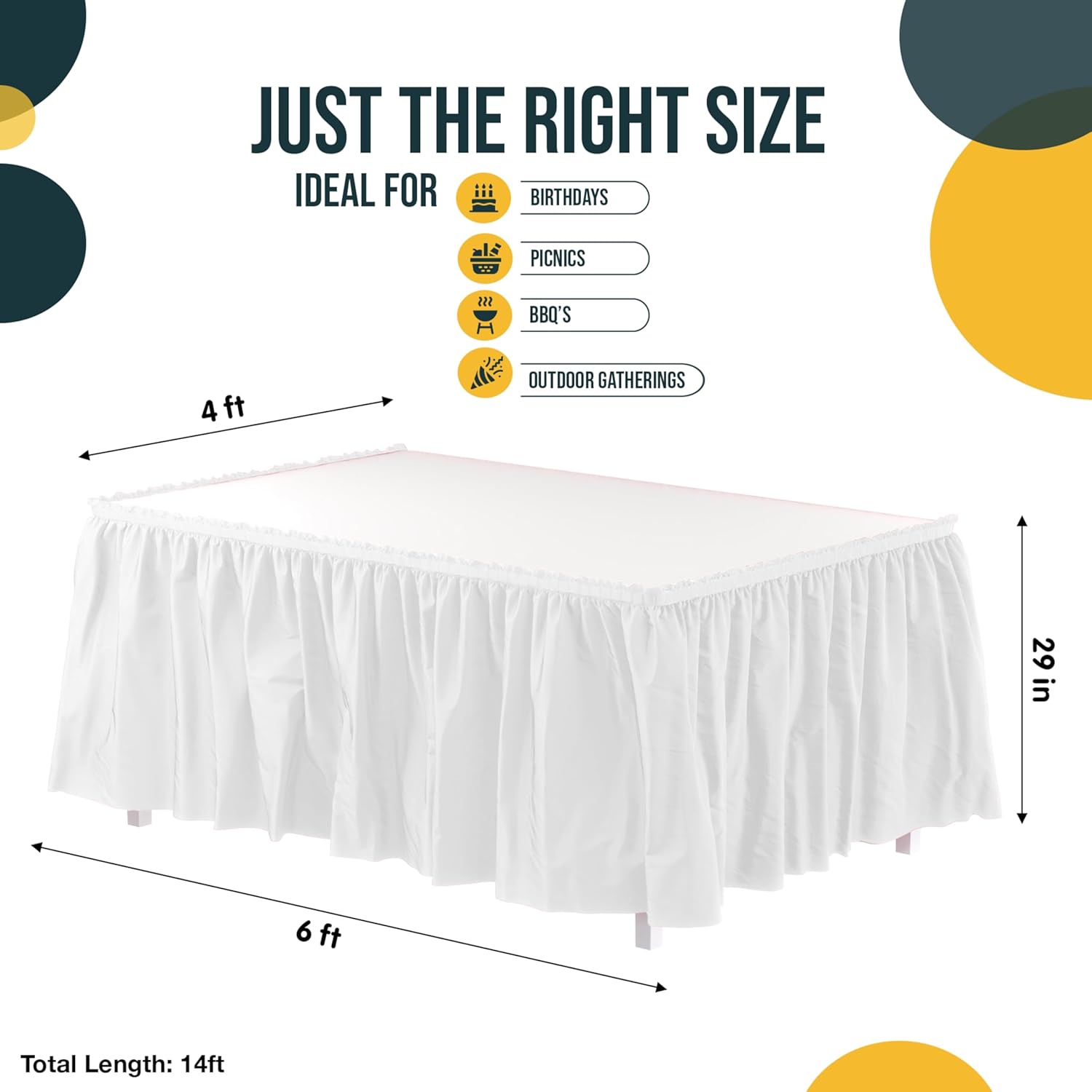 White Plastic Table Skirt | 6 Pack - 168 in. x 29 in.
