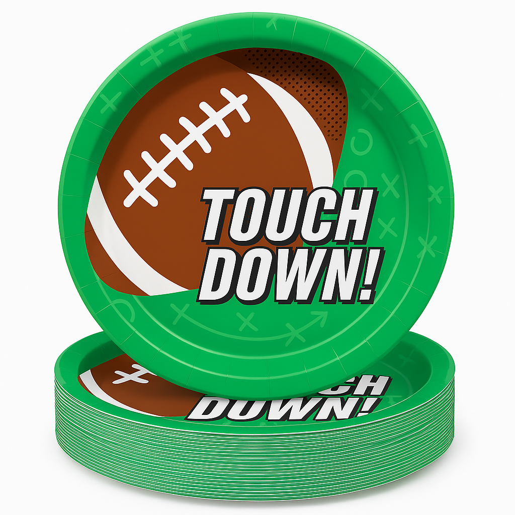 10" Football-Themed Round Paper Plates