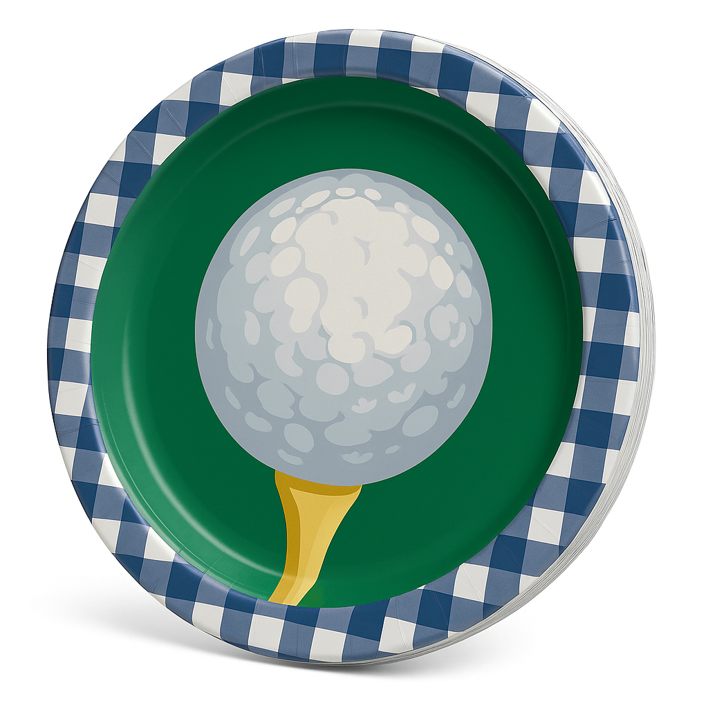 Golf-Themed 10.5" Disposable Paper Plates - 20 Pack