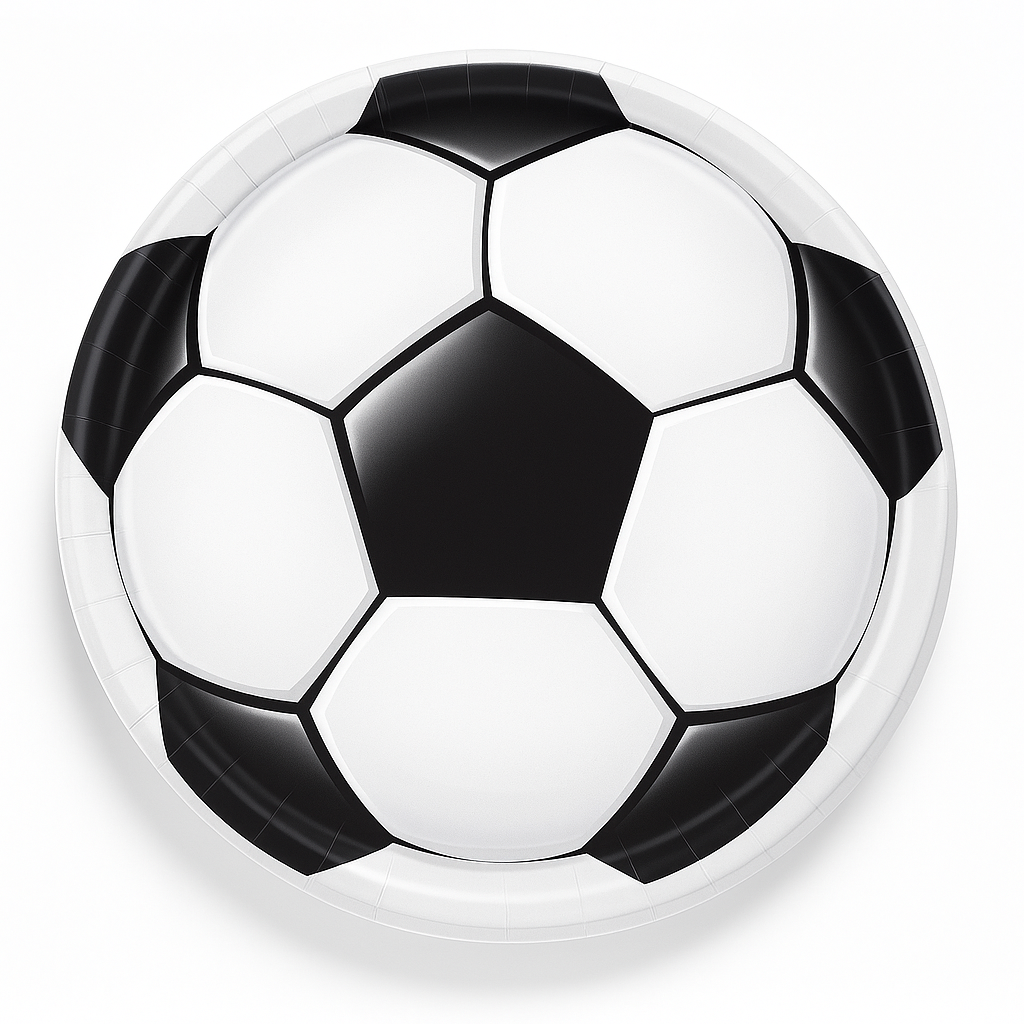Soccer Ball Paper Dinner Plates - 10.5" Round, 20-Pack