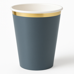 Dark Gray Paper Cup with Gold Trim - 12oz