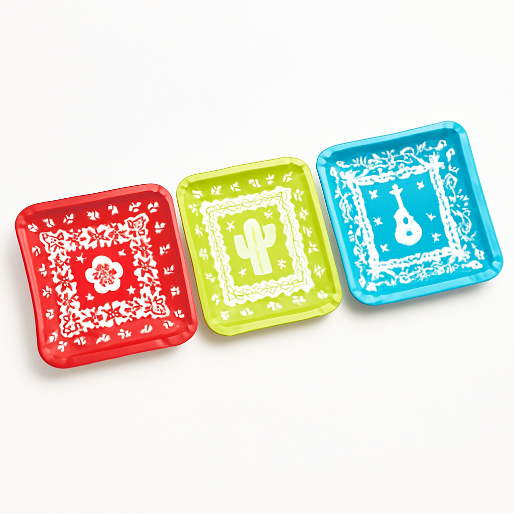 Viva la Party Fiesta Square Dessert Plates, 7-Inch, 20-Pack - 7 in.