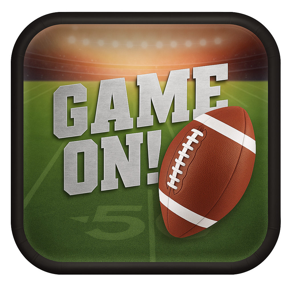 Go Fight Win Football Dessert Plates, 18-Pack