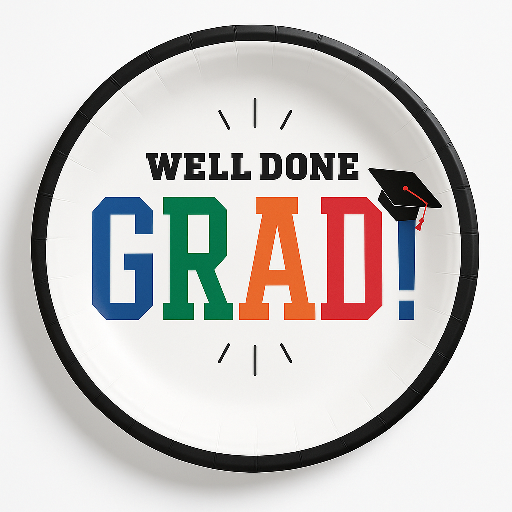 "Well Done Grad!" Graduation Party Plates - 6.75 Inch, 8 Pack