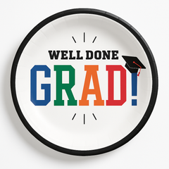 "Well Done Grad!" Graduation Party Plates - 6.75 Inch, 8 Pack
