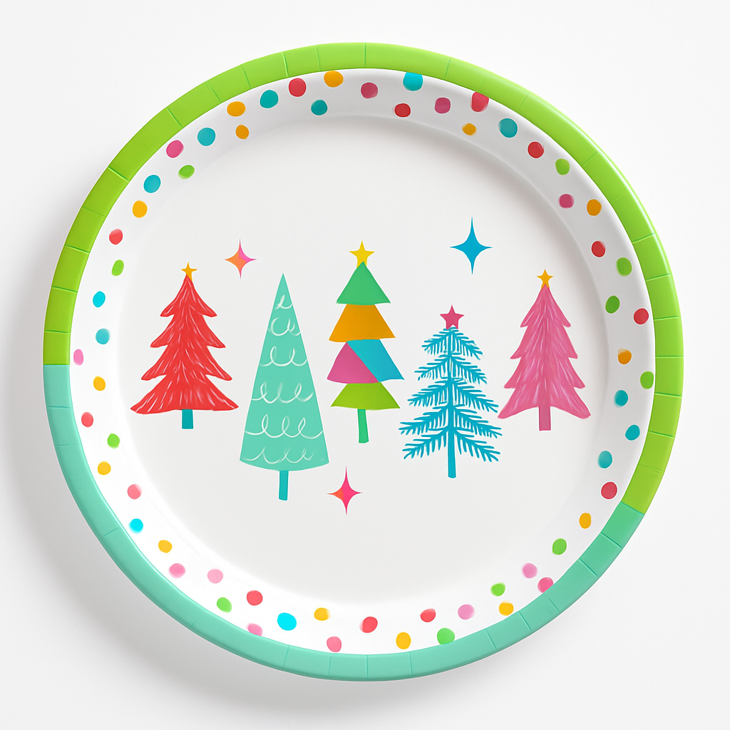 Merry Everything Christmas Paper Plates, 7-Inch, 18 Count
