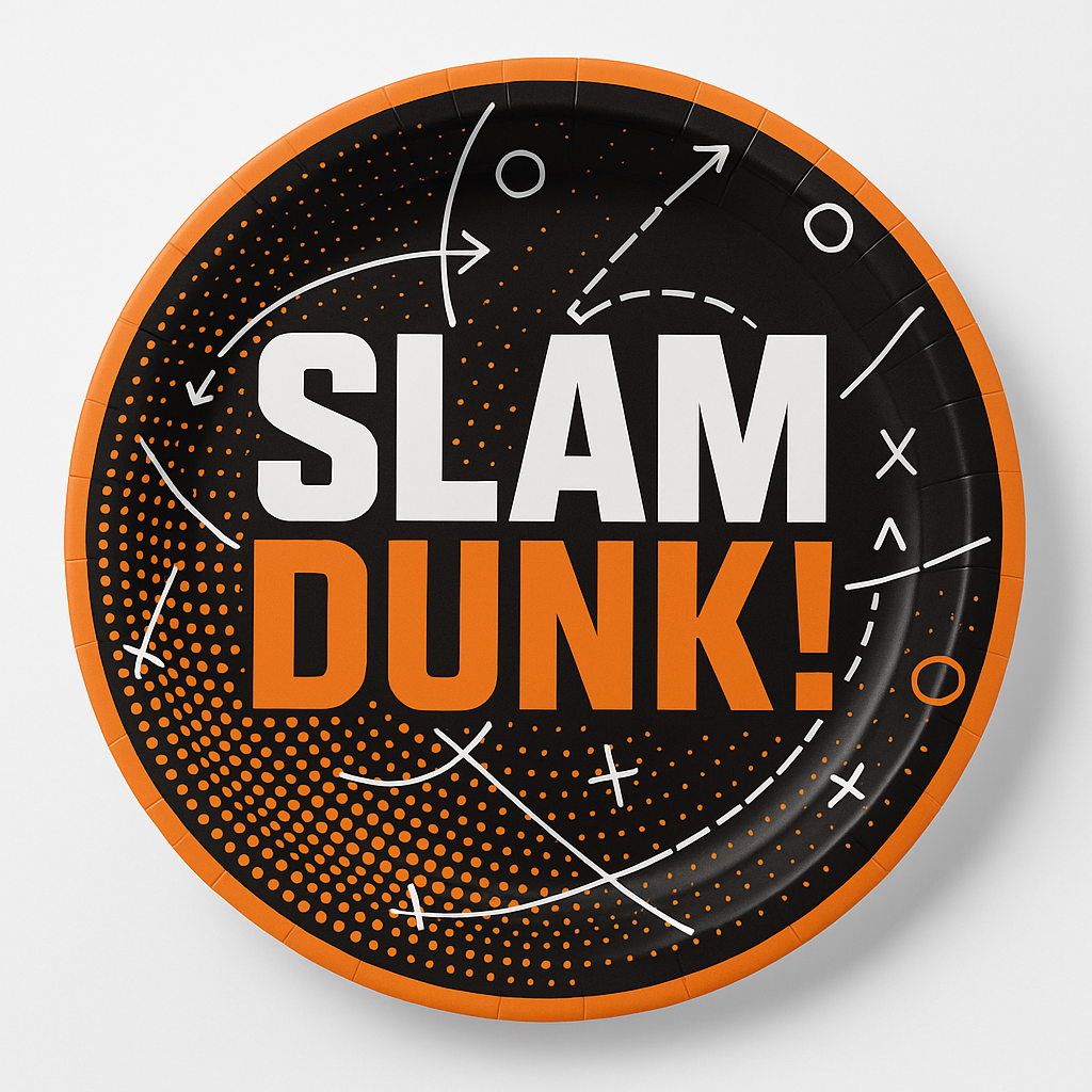 Slam Dunk Basketball 7" Round Paper Plates