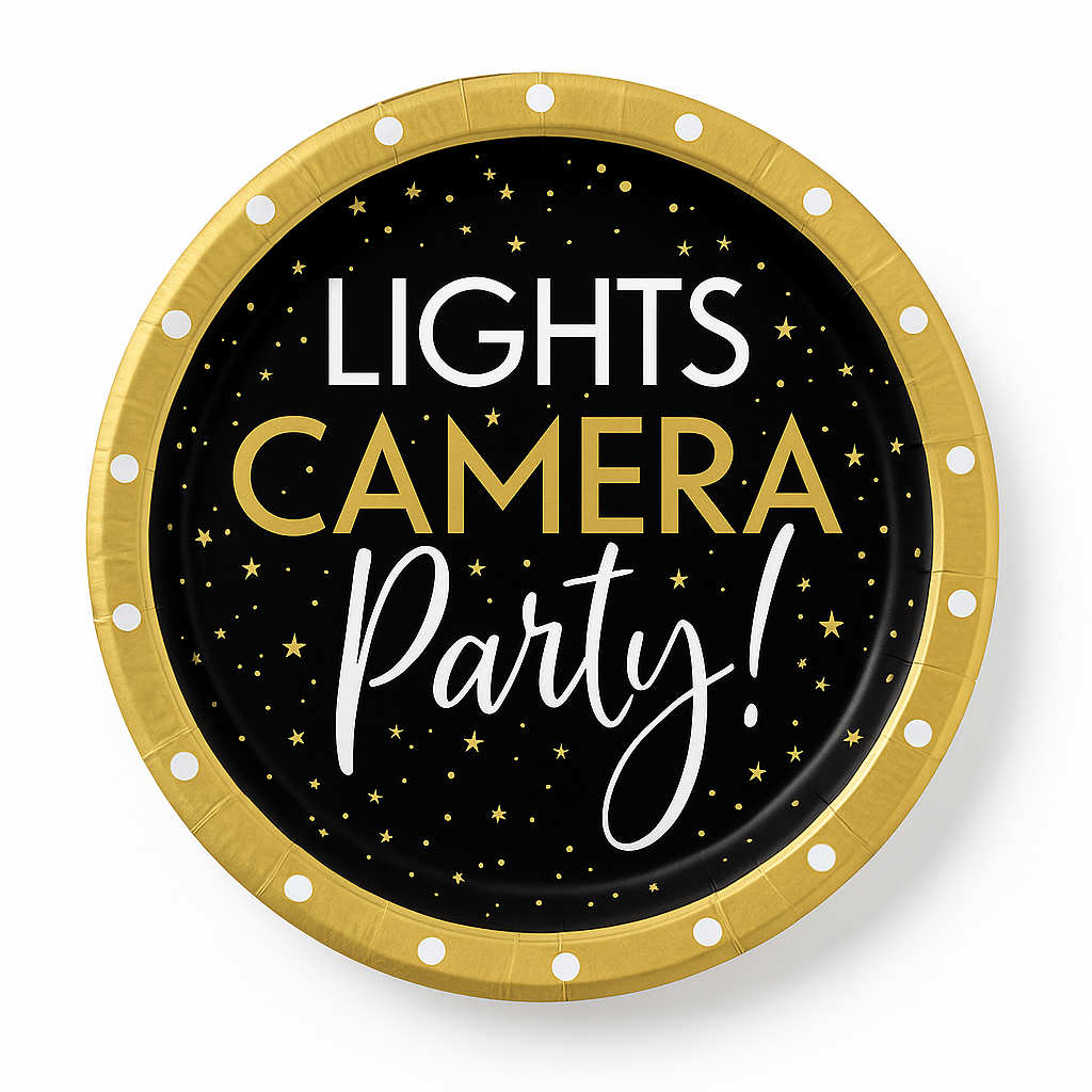 Hollywood Awards Night Dessert Plates - 6.75" Round, 8 Pack