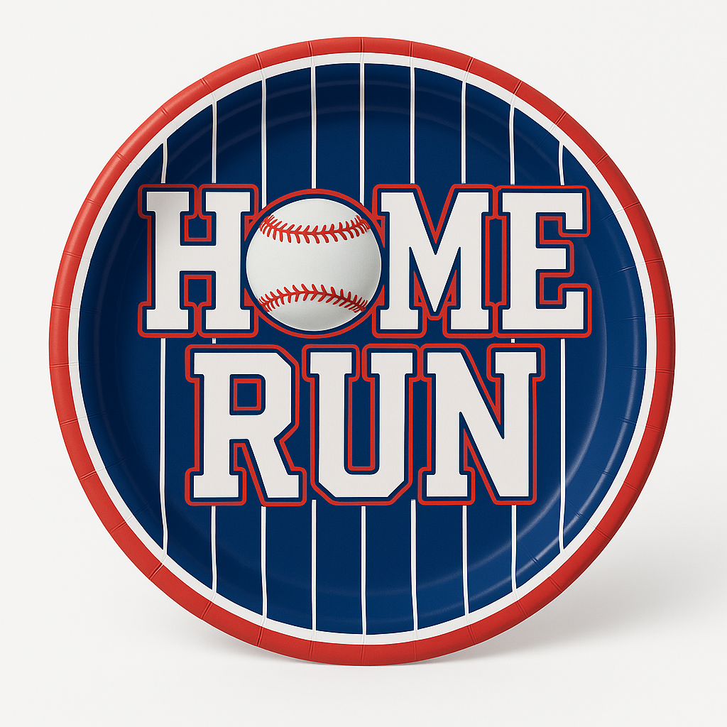 Home Run Baseball Party Plates - 7" Round, 20ct