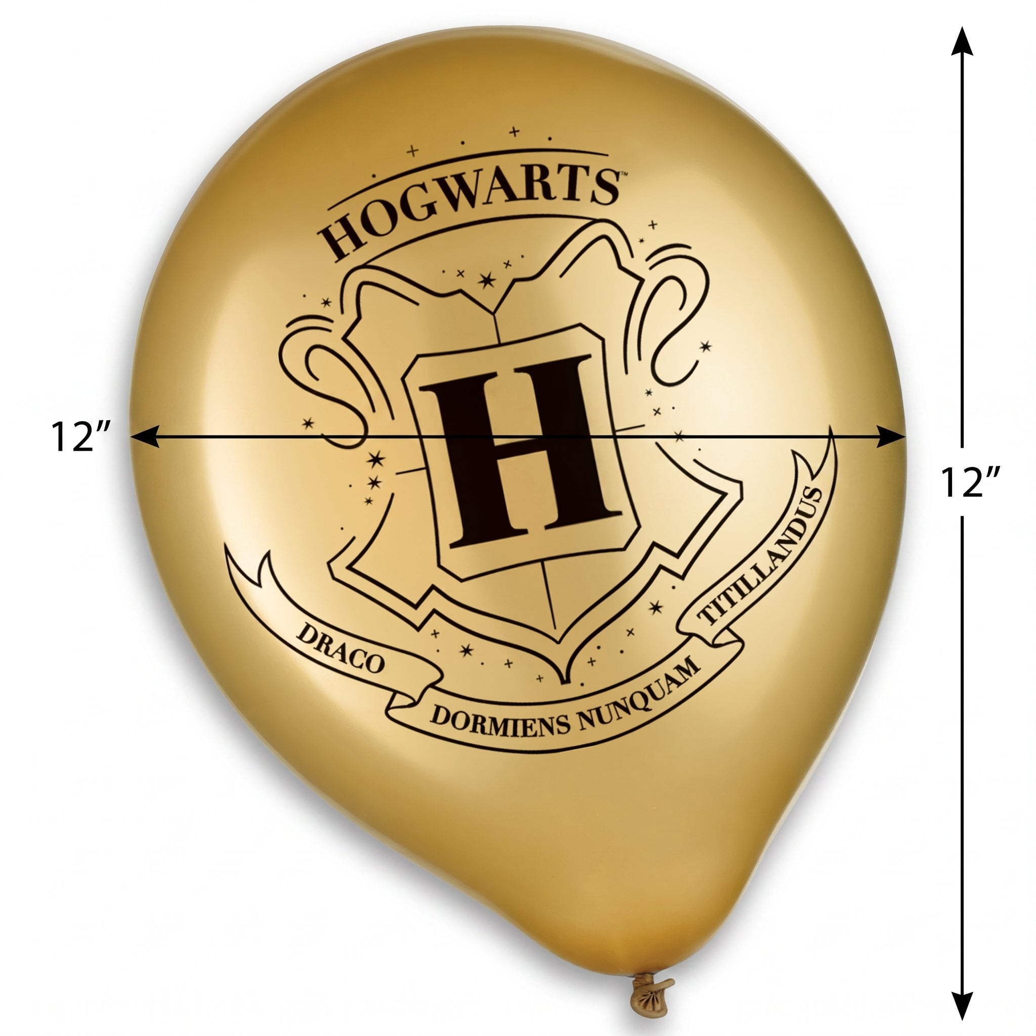 Harry Potter Hogwarts Latex Balloons, 12" Gold, 6 Pack