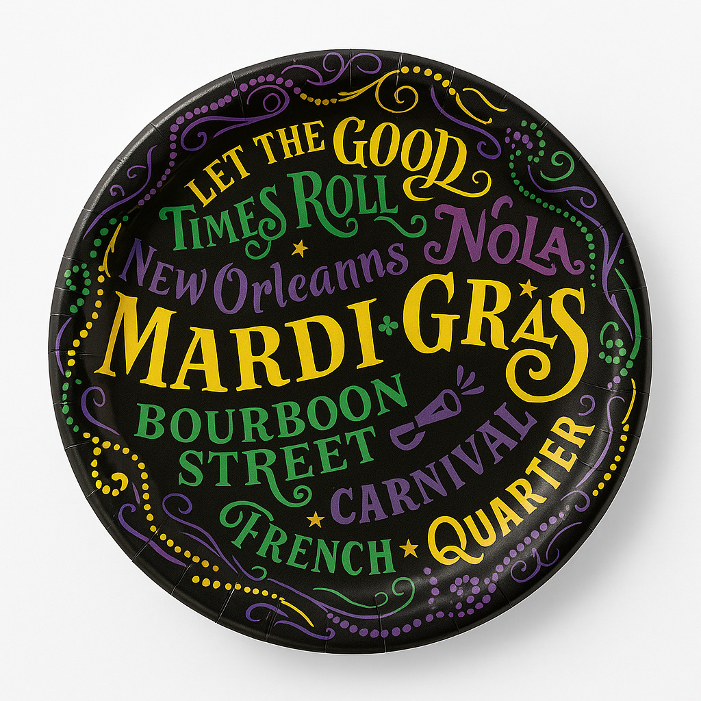 Mardi Gras Masquerade 9" Round Paper Plates