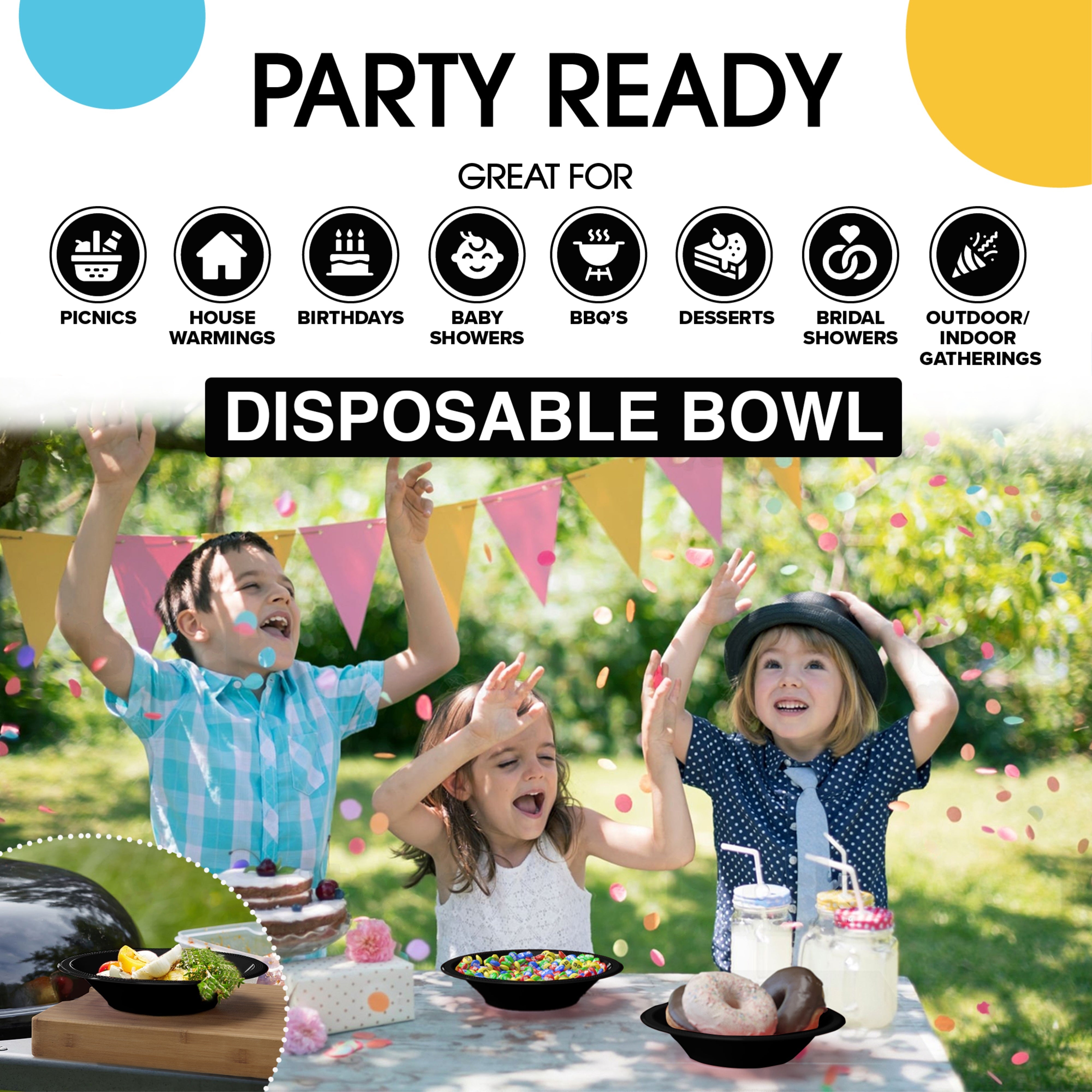 12 Oz. Black Plastic Bowls | 600 Count