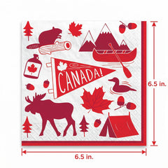 Canada Day Luncheon Napkins - 6.5 In. x 6.5 In. - 20 Pack of 2-Ply Paper