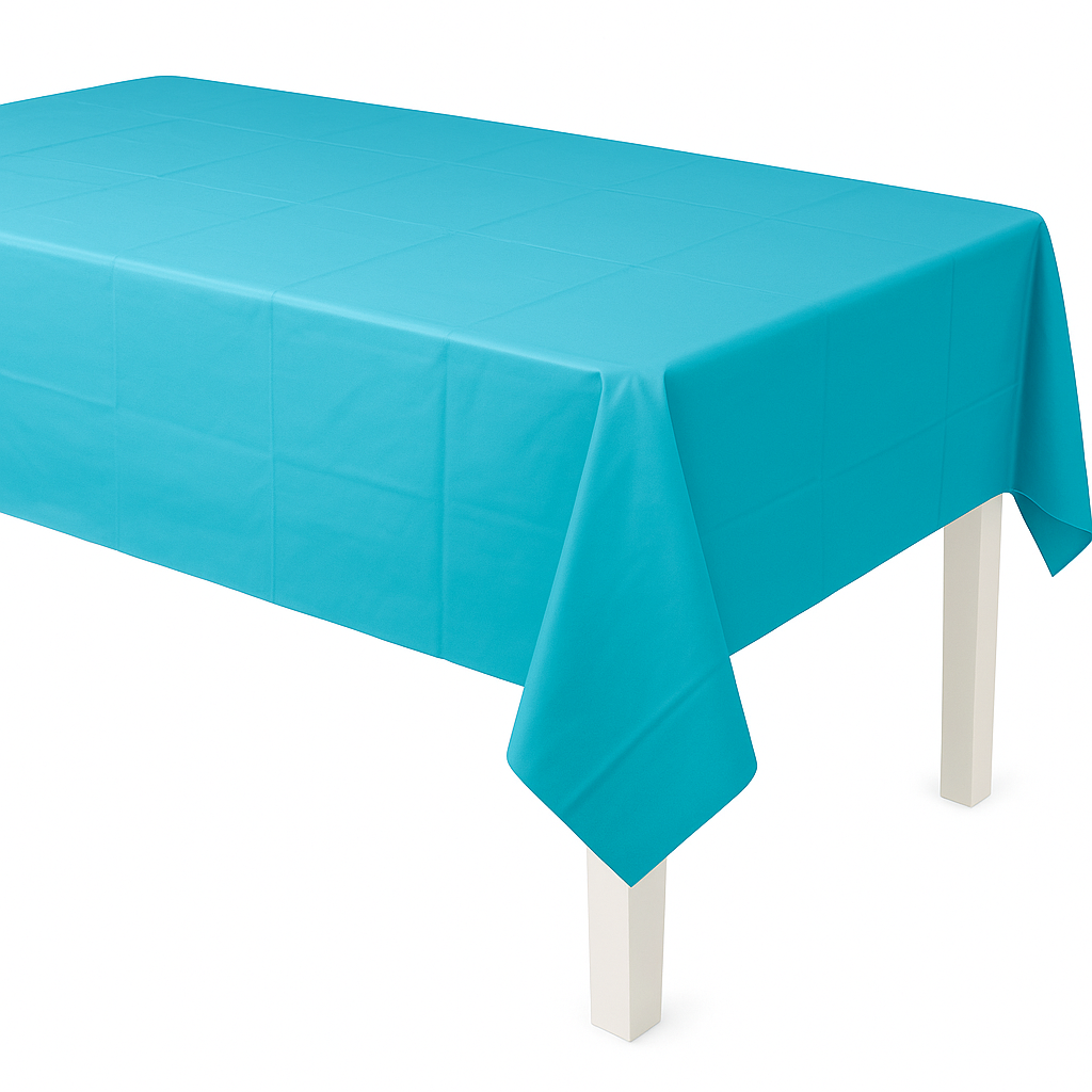 Caribbean Blue Plastic Table Cover, 54" x 108"