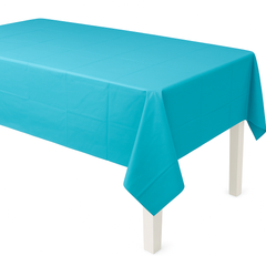 Caribbean Blue Plastic Table Cover, 54" x 108"