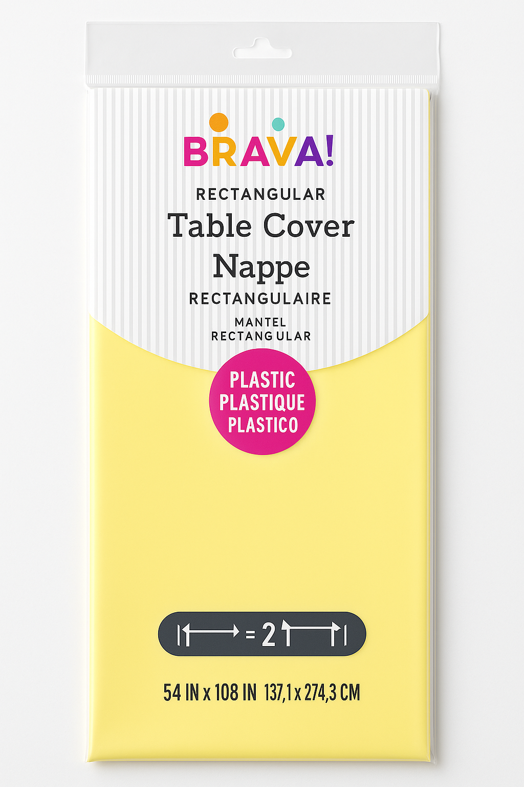 Light Yellow Plastic Table Cover - 54" x 108"