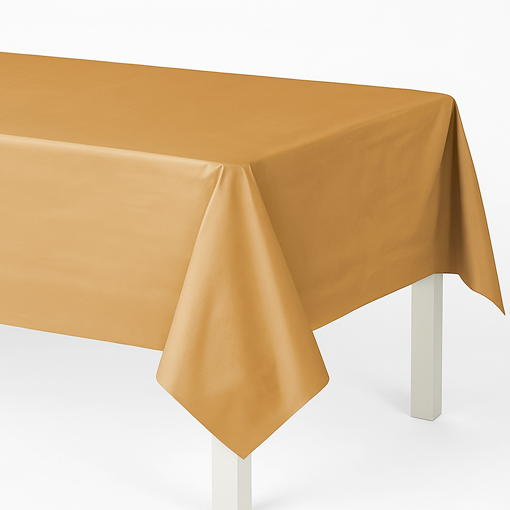 Gold Plastic Table Cover - 54‚Äù x 108‚Äù