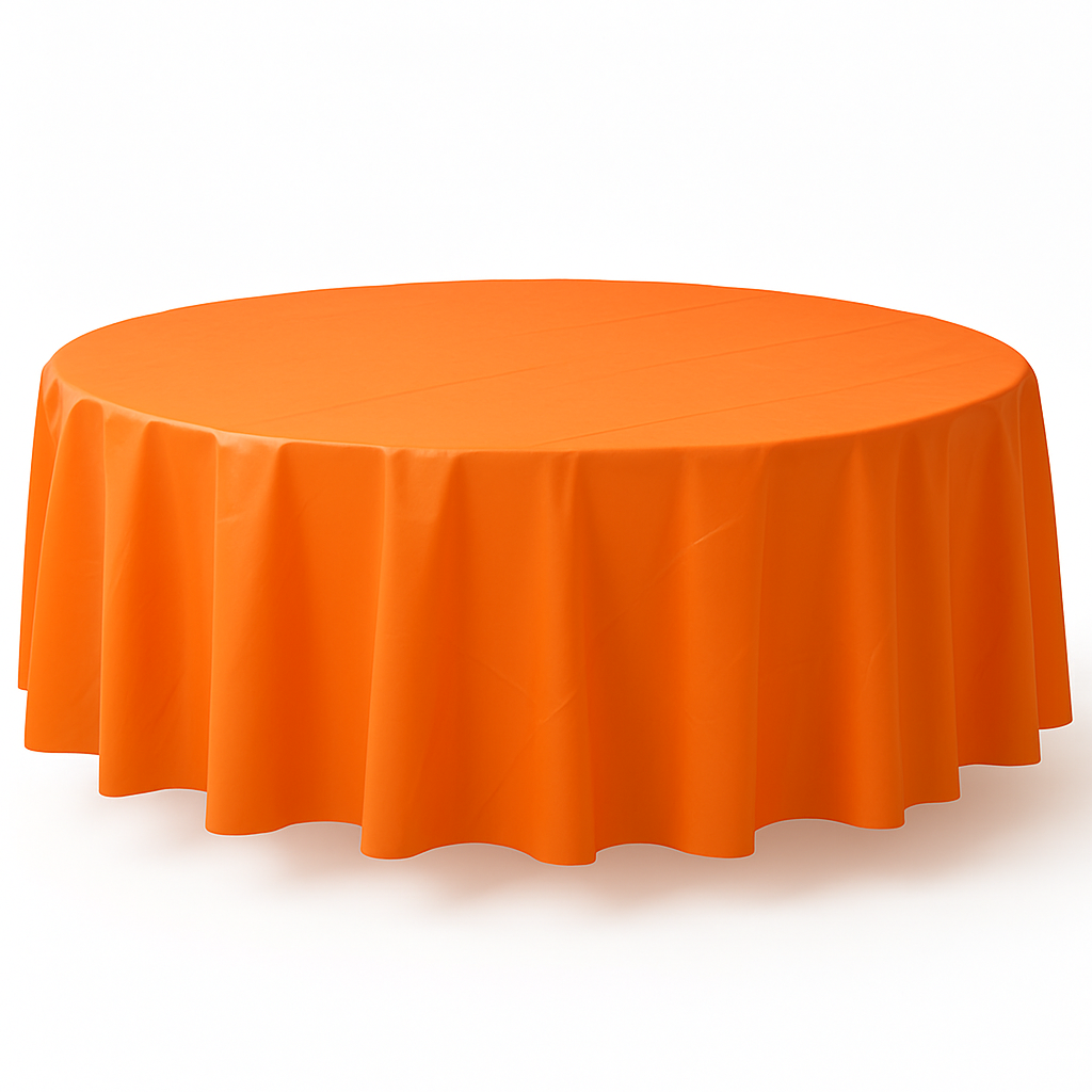 Vibrant Orange 84" Round Plastic Table Cover