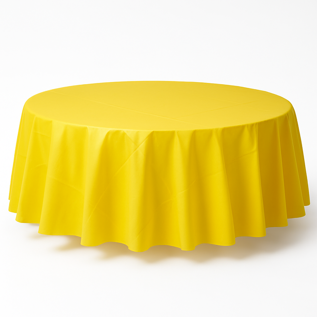 Yellow Sunshine Round Plastic Table Cover - 84"