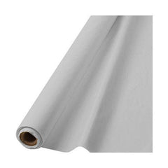 Silver Plastic Table Cover Roll - 40" x 100' for Versatile Event Use