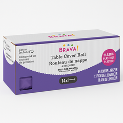 Purple Plastic Table Cover Roll with Slide Cutter, 54 in x 126 ft