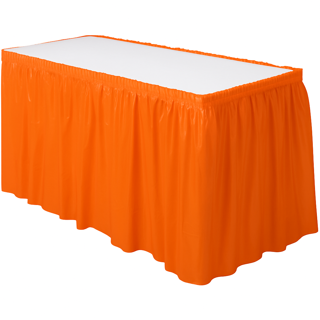 Vibrant Orange Plastic Table Skirt