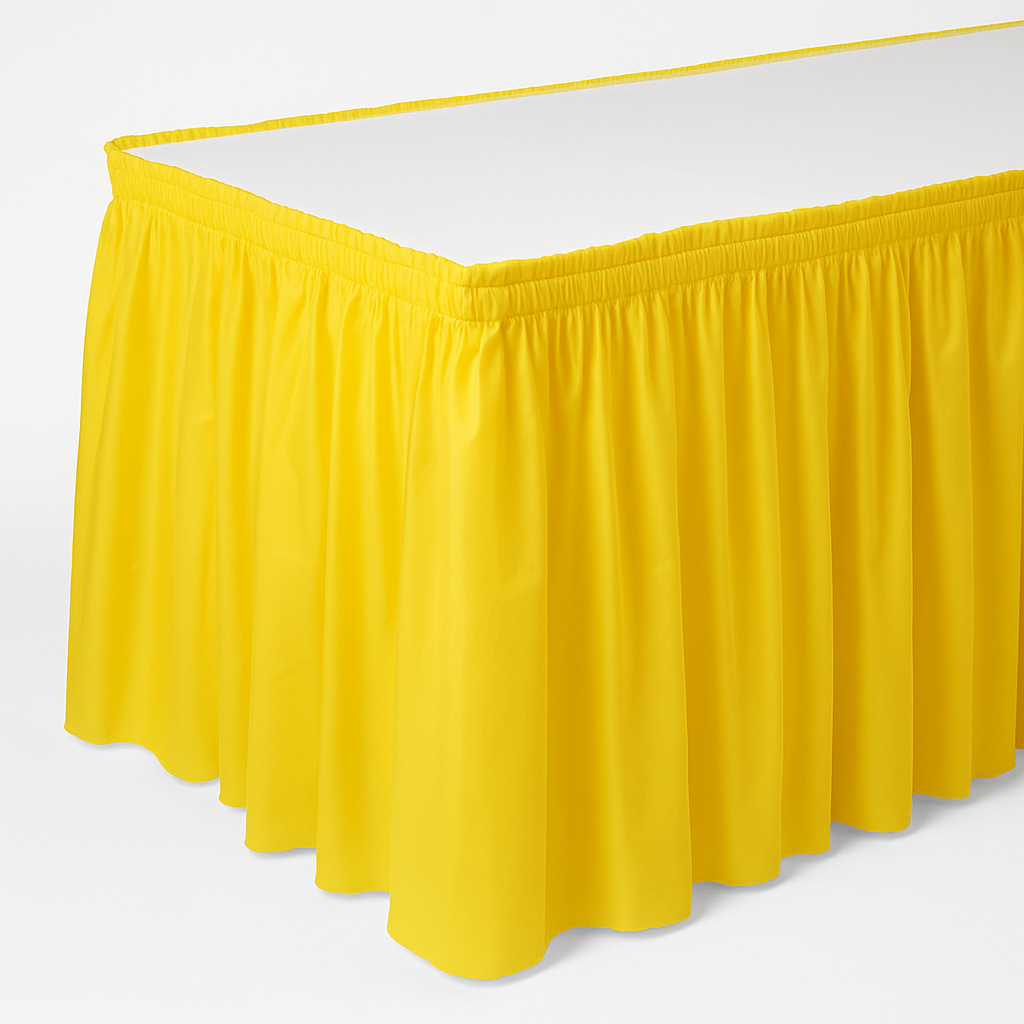 Vibrant Yellow Plastic Table Skirt - 168" x 29"