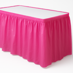 Bright Pink Plastic Table Skirt - 168" x 29"